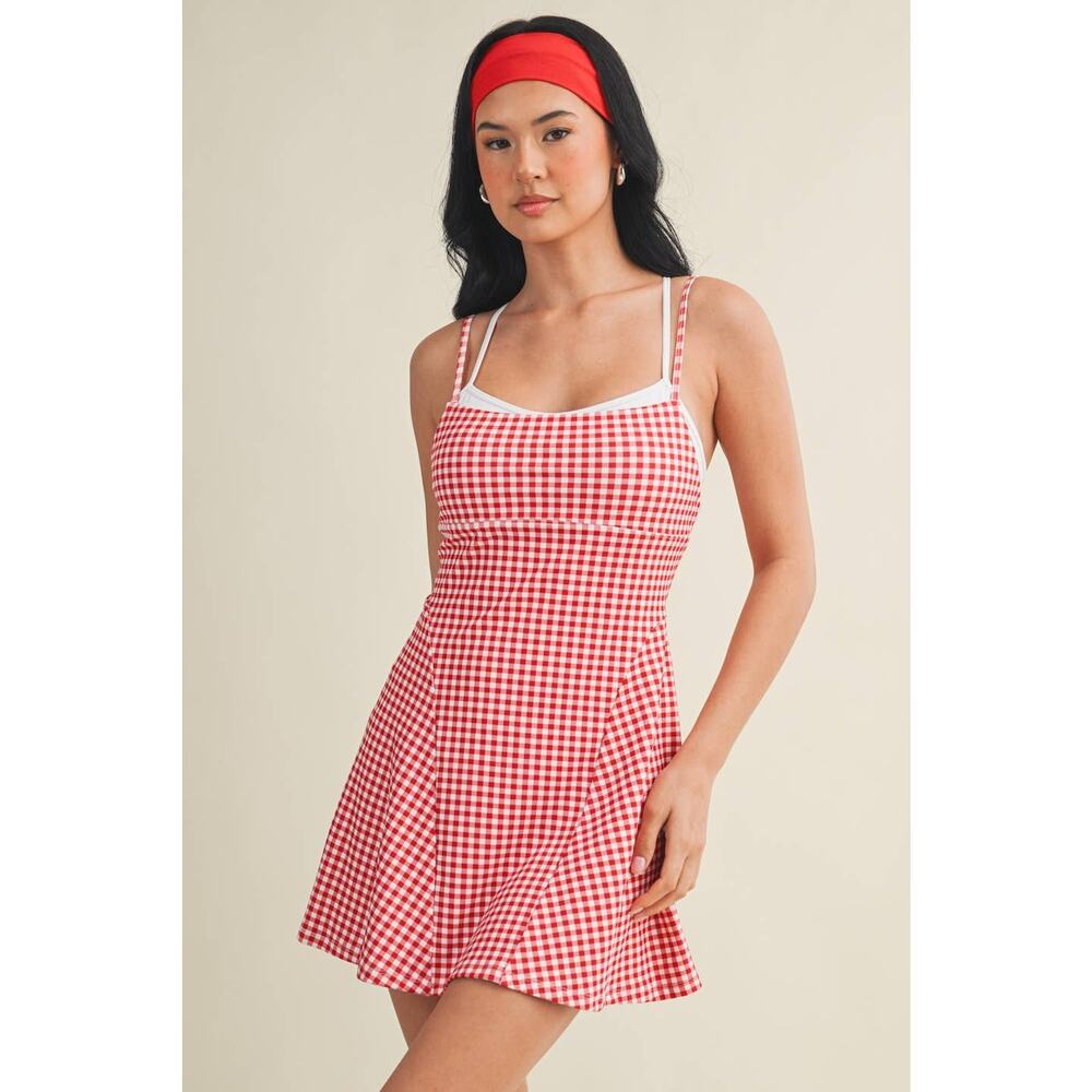 New Kimberly C Gingham Print Double Layered Dress.